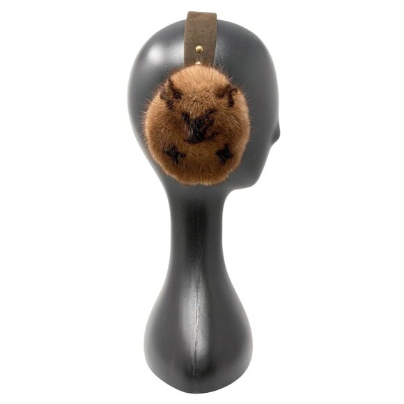 LOUIS VUITTON Vintage LV Monogram Mink Earmuffs Brown Gold Suede [106418] - Picture 7 of 15